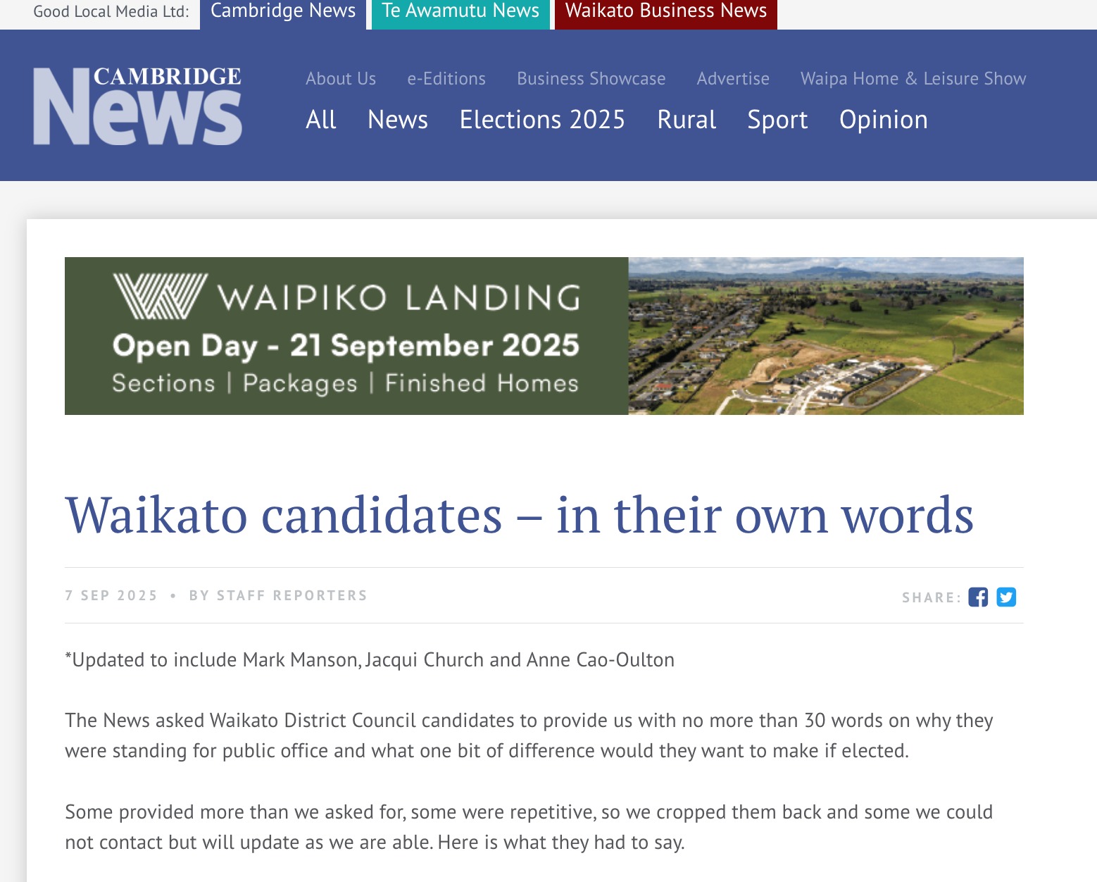 Waikato candidates – in their own words