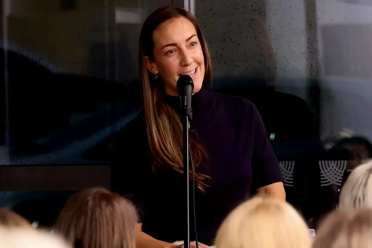 Charlotte Twigg speaks at the Waikato Women's Fund event 'Still We Rise' in July 2025.